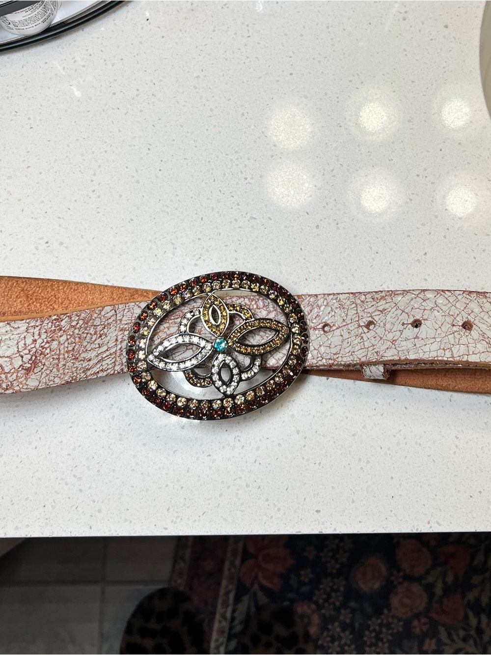 Genuine Suede Rhinestone Streets Ahead Belt